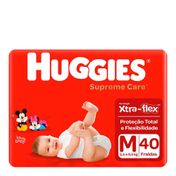 Fralda Descartável Huggies Supreme Care Masculina M 40 Unidades