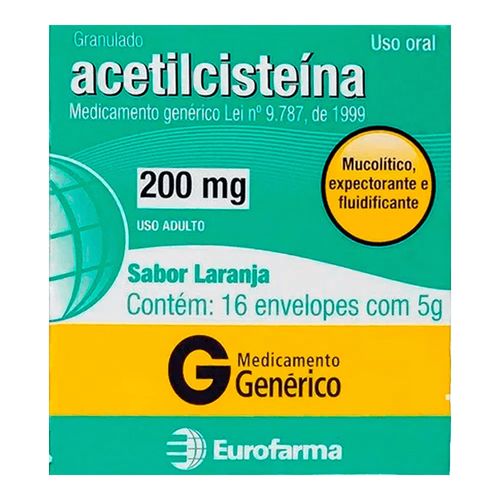 Acetilcisteína 200mg Genérico Eurofarma 16 Sachês Acetilcisteína 200mg Genérico Eurofarma 16 Sachês