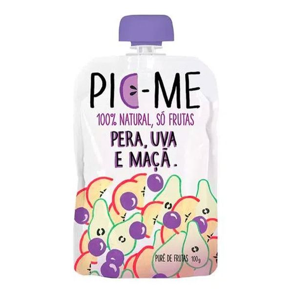 Purê de Frutas Pic-Me Pêra, Uva e Maça 100g