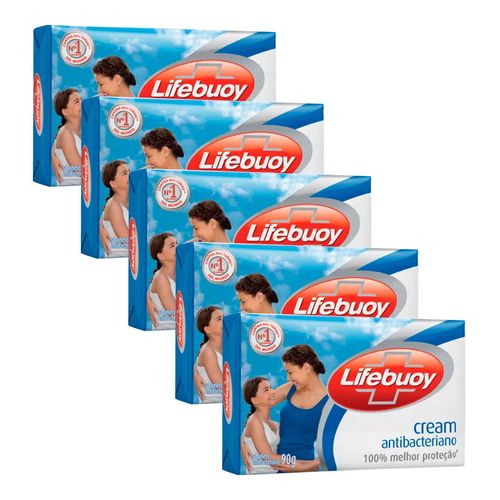 Sabonete Antibacteriano Lifebuoy Cream 90g 5 Unidades