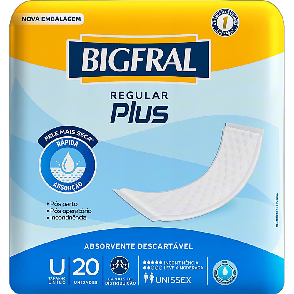 Absorvente Bigfral Regular Plus - Tamanho Único - 20 Unidades