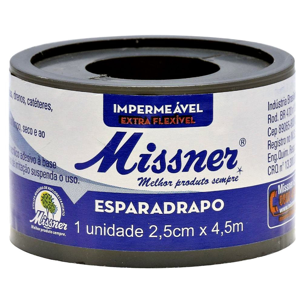 Esparadrapo Impermeável 2,5cm X 4,5m Branco Kit C/6 Missner