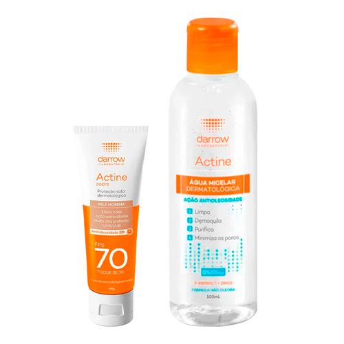 Kit-Darrow-Actine-Protetor-Solar-Facial-Colors-Toque-Seco-Pele-Morena-FPS70-40g--agua-Micelar-Dermatologica-Peles-Oleosas-100ml