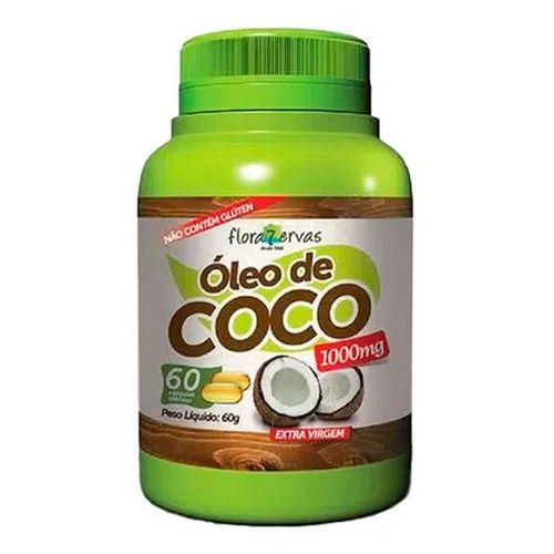 Óleo de Coco Extra Virgem Flora 7 Ervas 60 Cápsulas Óleo de Coco Extra Virgem Flora 7 Ervas 60 Cápsulas