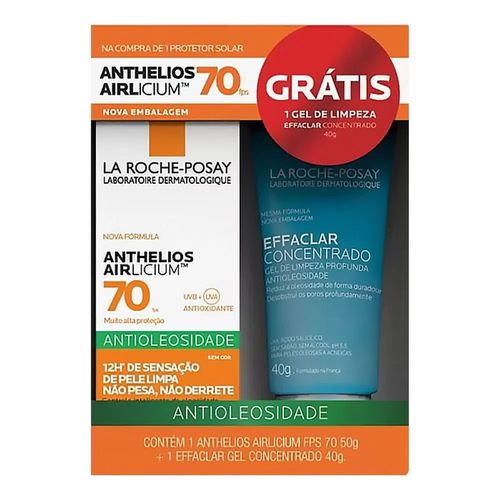 Kit Protetor Solar Facial La Roche Posay Anthelios Airlicium FPS70 + Effaclar Concentrado 40g Kit Protetor Solar Facial La Roche Posay Anthelios Airlicium FPS70 + Effaclar Concentrado 40g