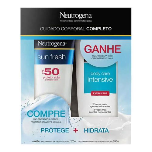 Kit Protetor Solar Neutrogena Sun Fresh FPS50 200ml + Hidratante Corporal Body Care Intensive 200ml Kit Protetor Solar Neutrogena Sun Fresh FPS50 200ml + Hidratante Corporal Body Care Intensive 200ml