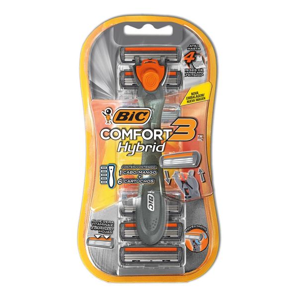 Babeador Bic Comfort Hybrid com 6 Cartuchos 1 Unidade