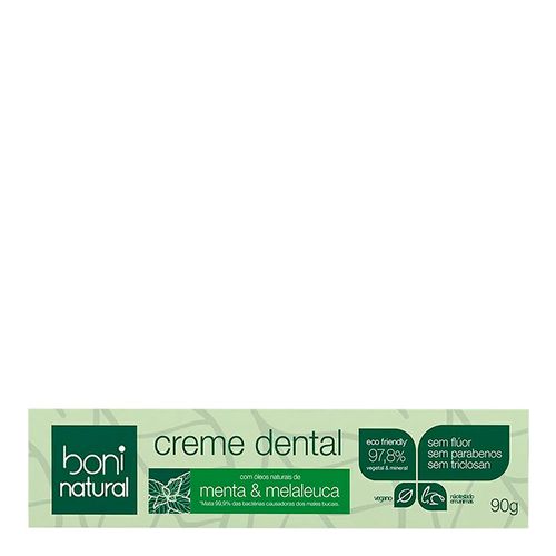 Creme Dental Boni Natural Sem Flúor Menta & Melaleuca 90g Creme Dental Boni Natural Sem Flúor Menta & Melaleuca 90g