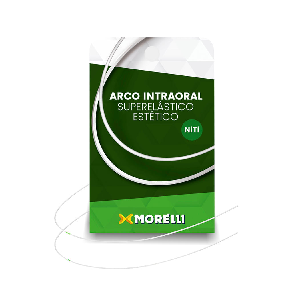 Brazil product data sample: 50.72.036 Arco Intraoral Estético Superelástico Médio Niti 0,43x0,63mm - Morelli