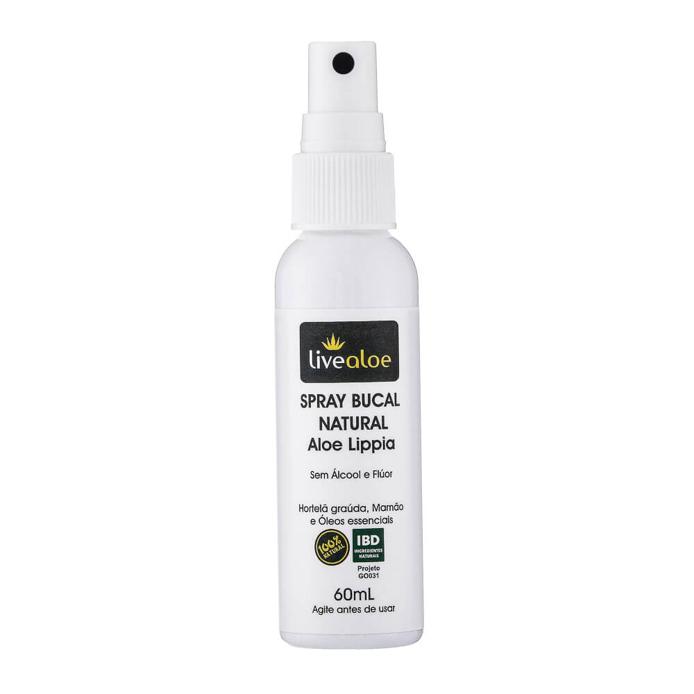 Spray Bucal Natural (Hortelã Graúda, Mamão) s/ Flúor e Álcool 60ml - LiveAloe