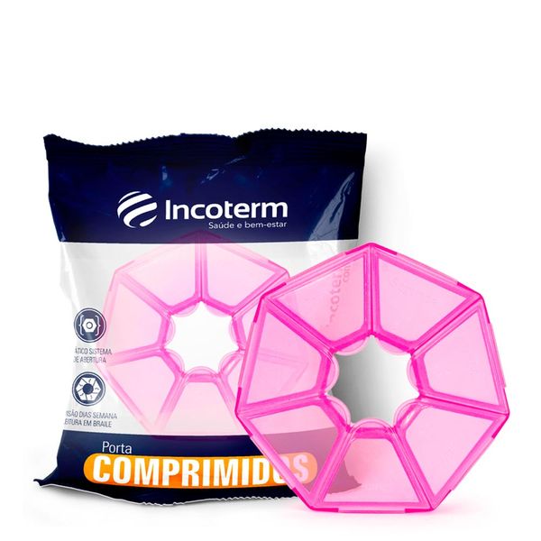 Porta Comprimidos Incoterm Básico Pequeno Rosa Translúcido 1 Unidade