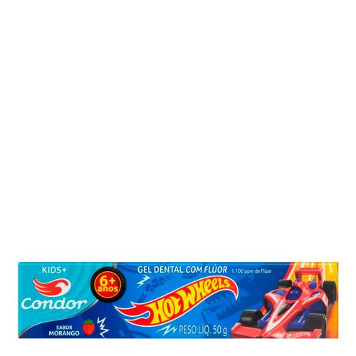 Creme Dental Infantil Condor Hot Wheels Morango 50g Creme Dental Infantil Condor Hot Wheels Morango 50g
