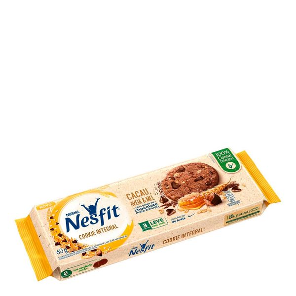 Biscoito Nesfit Cookie Integral Cacau Avelã e Mel 60g
