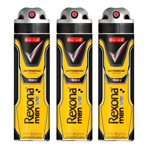 Desodorante Aerosol Rexona V8 90g 3 Unidades Desodorante Aerosol Rexona V8 90g 3 Unidades