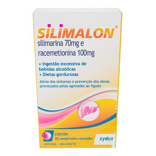 Hepatoprotetor Silimalon 100Mg + 70Mg 30 Comprimidos Revestidos