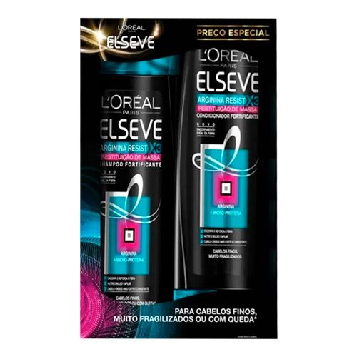 Kit Shampoo + Condicionador Elséve Arginina X3 Restituição de Massa 400ml Kit Shampoo + Condicionador Elséve Arginina X3 Restituição de Massa 400ml