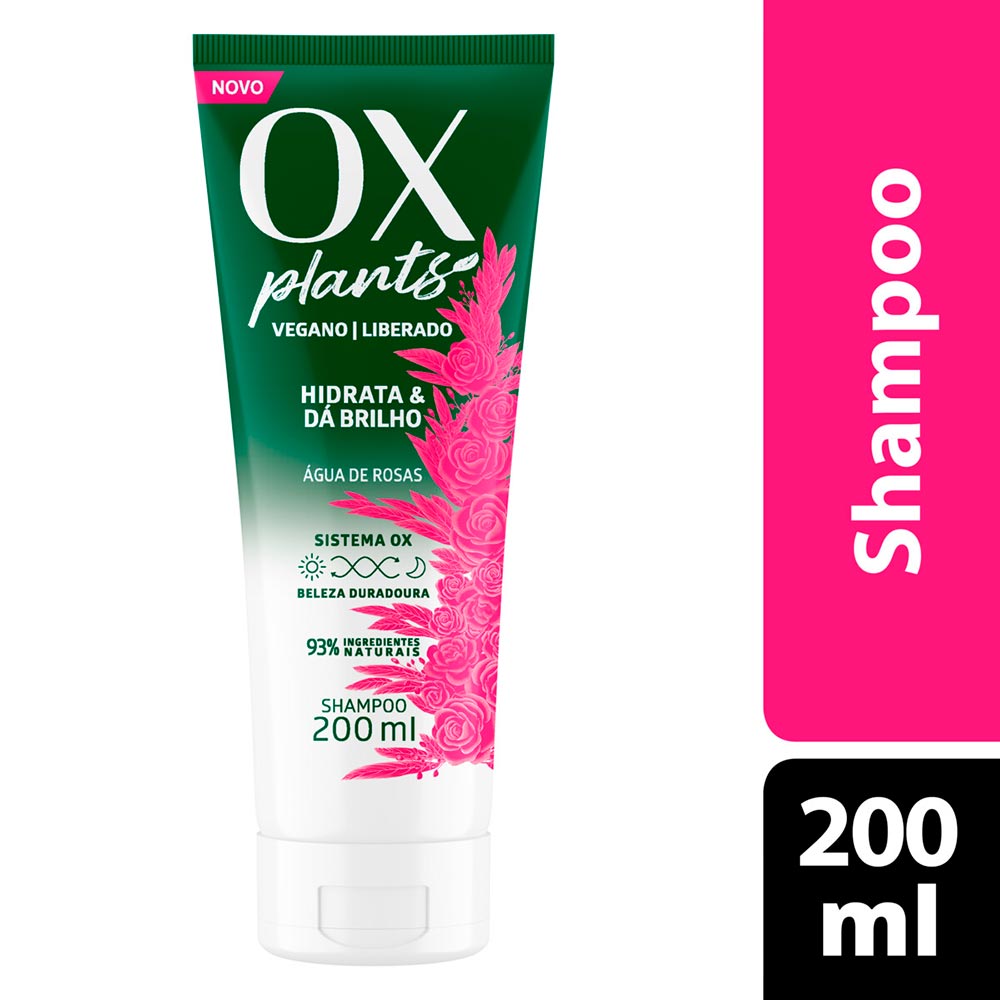 Shampoo Ox Plants Hidrata e da Brilho Vegano 200ml - Drogaria Sao Paulo