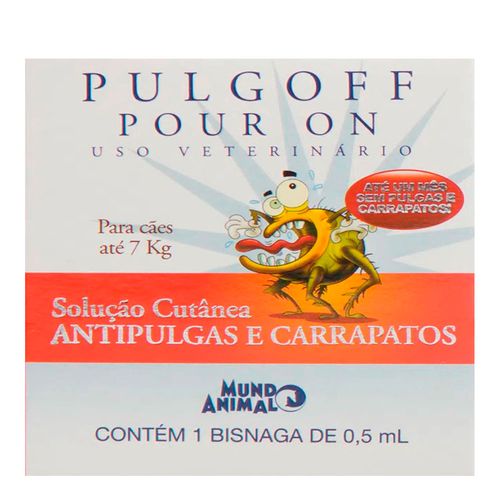 Antipulgas e Carrapatos Pulgoff Pour On 0,5 ml até 7kg Antipulgas e Carrapatos Pulgoff Pour On 0,5 ml até 7kg