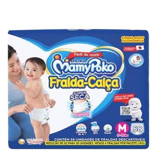 Fralda MamyPoko Calça Super Seca M 58 Unidades Fralda MamyPoko Calça Super Seca M 58 Unidades