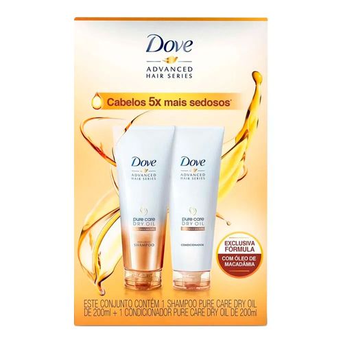 Kit Dove Advanced Pure Care Dry Oil Shampoo + Condicionador 200ml Kit Dove Advanced Pure Care Dry Oil Shampoo + Condicionador 200ml