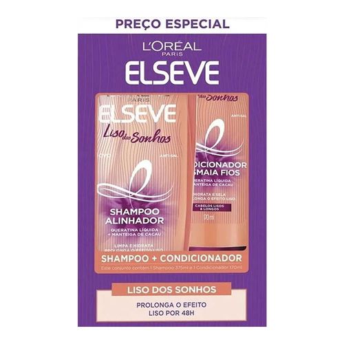 Kit Elseve Liso dos Sonhos Shampoo 375ml + Condicionador 170ml Kit Elseve Liso dos Sonhos Shampoo 375ml + Condicionador 170ml