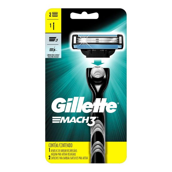 Aparelho de Barbear Gillette Mach3 Com 2 Cargas