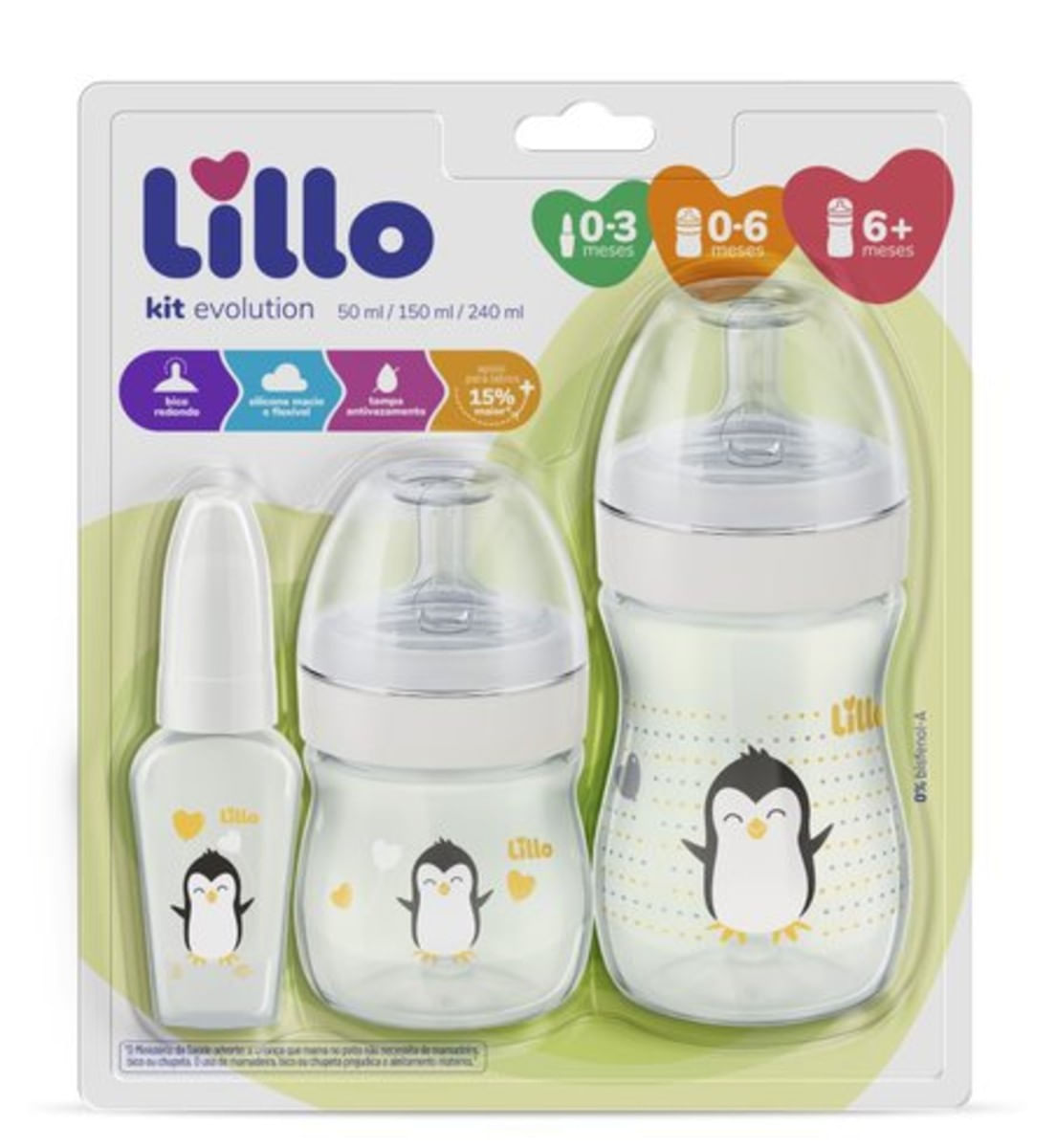 Kit de Mamadeira Primeiros Passos 50 150 240ml + lillo 935188205