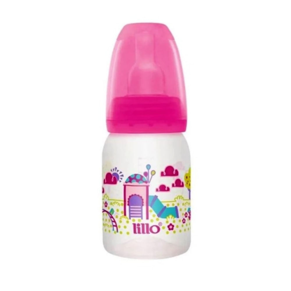 Mamadeira Rosa Divertida Bico Silicone 120ml Tam 1 + lillo 935188237