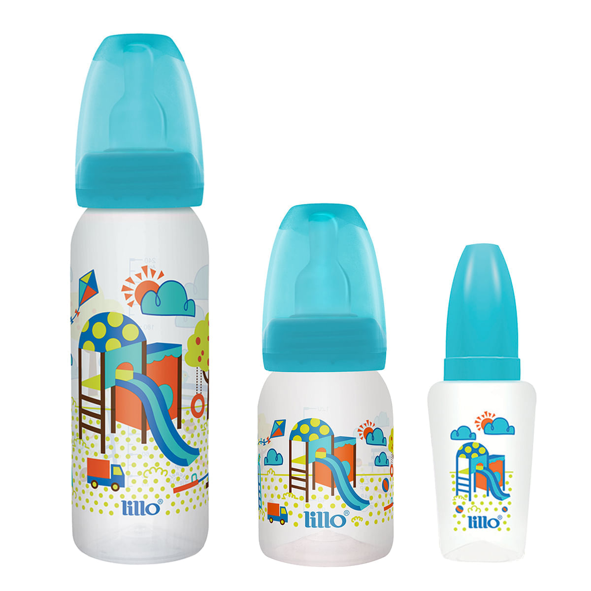 Kit 3 Mamadeiras Evolucao Divertida 50 120 240ml Azul Lillo 935188242