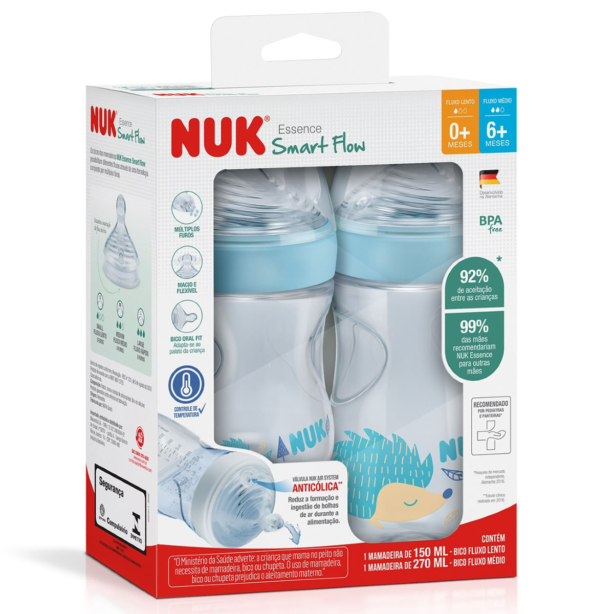 Kit 2 Mamadeiras Smart Flow 150 270ml Azul Essence Nuk 935188322