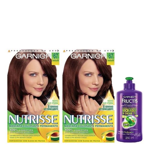 Tintura Garnier Nutrisse 67 Chocolate 2 Unidades Grátis Creme de Pentear Fructis