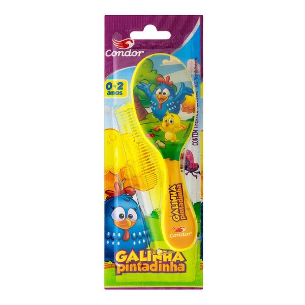 Kit Escova de Cabelo Condor Galinha Pintadinha + Pente
