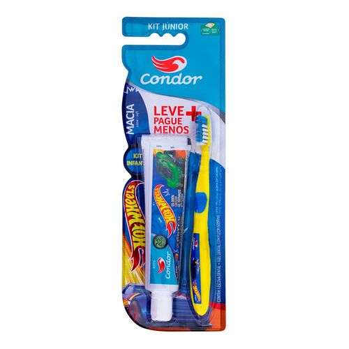 Kit Escova de Dente Condor Hot Wheels + Pasta de Dente 50g Kit Escova de Dente Condor Hot Wheels + Pasta de Dente 50g