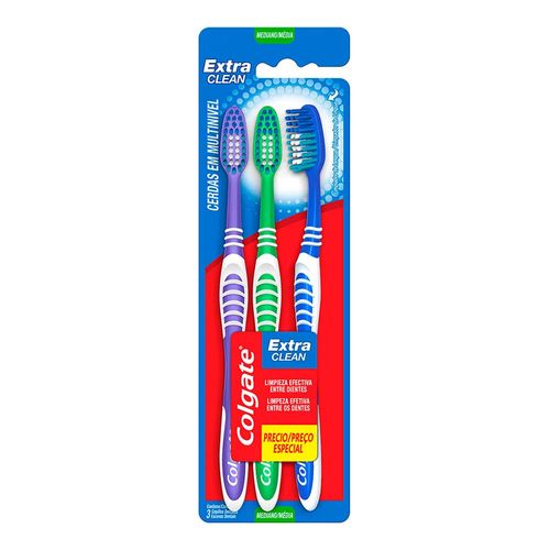 Kit Escova Dental Colgate Extra Clean 3 Unidades