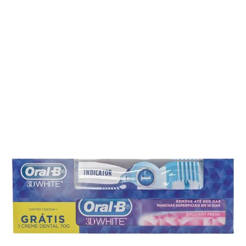 Kit Escova Dental Oral-B Indicator Grátis Creme Dental Oral-B 3D White Brilliant Fresh 70g Kit Escova Dental Oral-B Indicator Grátis Creme Dental Oral-B 3D White Brilliant Fresh 70g