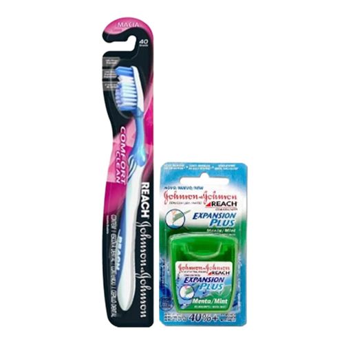 Kit Escova Dental Reach Confort Clear + Fio Dental Johnson's Kit Escova Dental Reach Confort Clear + Fio Dental Johnson's