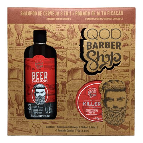 Kit QOD Barber Shop Beer Shampoo 3 em 1 + Cera Killer 70g Kit QOD Barber Shop Beer Shampoo 3 em 1 + Cera Killer 70g