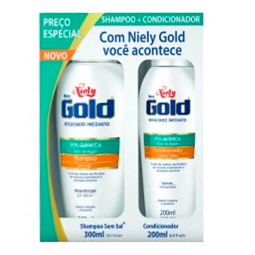 Kit Shampoo + Condicionador Niely Gold Pós Química Kit Shampoo + Condicionador Niely Gold Pós Química