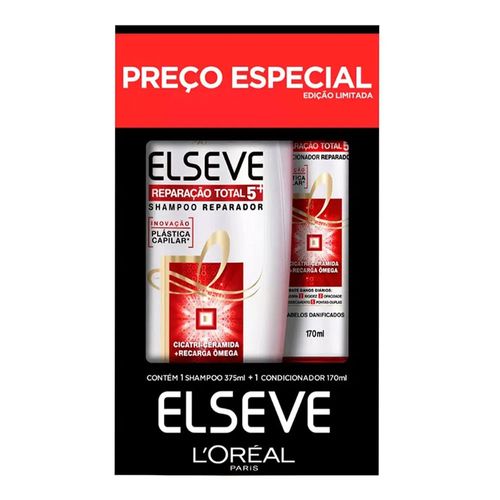 Kit Elseve Shampoo Reparação Total 5 375ml + Condicionador 170ml Kit Elseve Shampoo Reparação Total 5 375ml + Condicionador 170ml