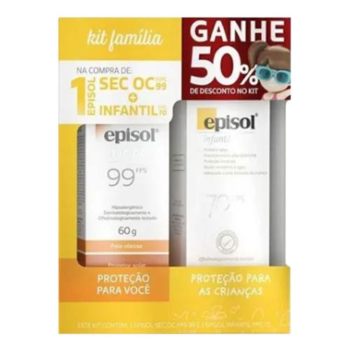 Kit Episol Protetor Solar Facial FPS45 + Protetor Solar Infantil FPS70 100g Kit Episol Protetor Solar Facial FPS45 + Protetor Solar Infantil FPS70 100g