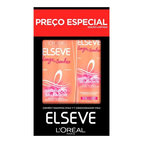 Kit Elseve Shampoo Longo Dos Sonhos 375ml + Condicionador 170ml Kit Elseve Shampoo Longo Dos Sonhos 375ml + Condicionador 170ml
