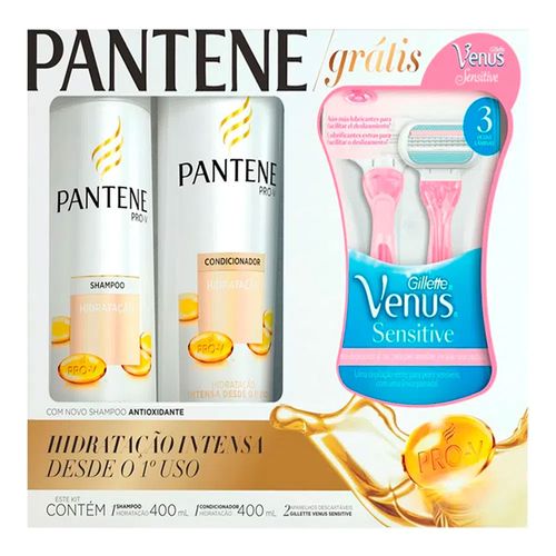 Kit Pantene Hidratação Intensa Shampoo 400ml + Condicionador 200ml + Aparelho Gillette Venus Sensitive Kit Pantene Hidratação Intensa Shampoo 400ml + Condicionador 200ml + Aparelho Gillette Venus Sensitive