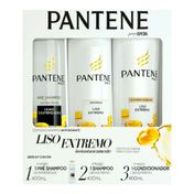 Kit Pantene Liso Extremo Pré Shampoo 400ml + Shampoo 400ml + Condicionador 400ml