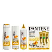 Kit Pantene Reparação Shampoo 200ml + Condicionador 200ml + Creme de Pentear 240ml + 3 Ampolas