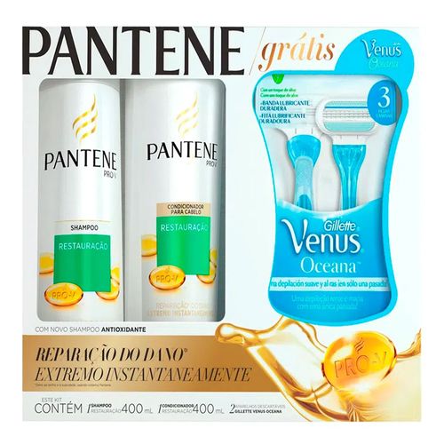 Kit Pantene Restauração Shampoo 400ml + Condicionador 200ml + Aparelho Gillette Venus Oceana Kit Pantene Restauração Shampoo 400ml + Condicionador 200ml + Aparelho Gillette Venus Oceana