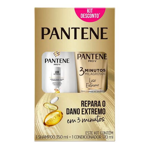 Kit Pantene Shampoo Liso Extremo 350ml + Condicionador 3 Minutos Milagrosos 170ml Kit Pantene Shampoo Liso Extremo 350ml + Condicionador 3 Minutos Milagrosos 170ml