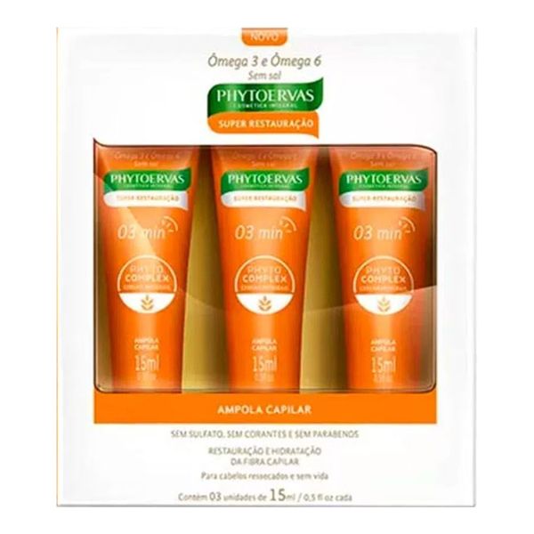 Kit Ampola Phytoervas Super Restauração 15ml 3 Unidades