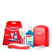 Kit De Viagem Colgate Com Escova, pasta e Enxaguante Bucal