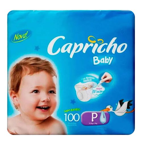 Fralda Descartável Capricho Baby Super Jumbo P 100 Unidades Fralda Descartável Capricho Baby Super Jumbo P 100 Unidades