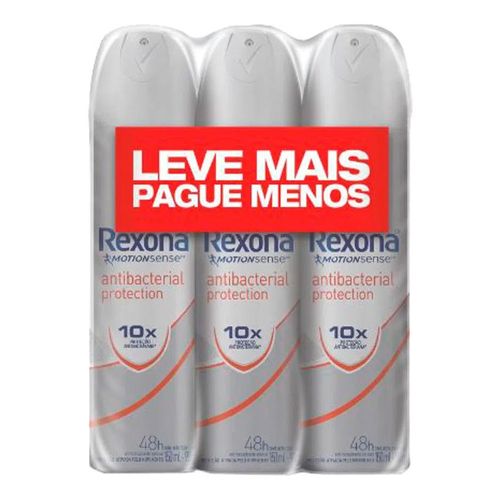 Kit Desodorante Aerosol Rexona Bacterial Protection Feminino 90g 3 Unidades Kit Desodorante Aerosol Rexona Bacterial Protection Feminino 90g 3 Unidades